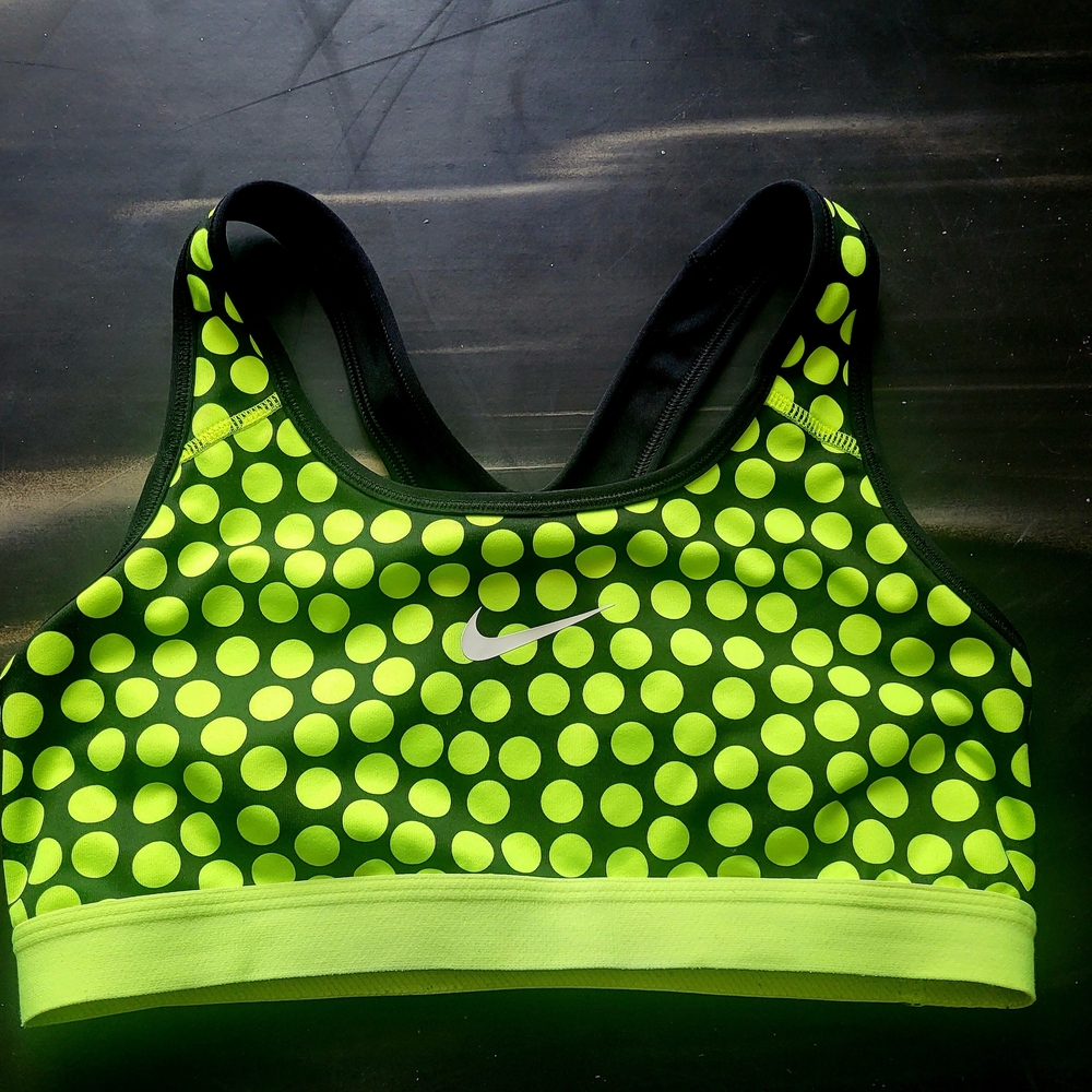 Nike Women's Neon Green Polka Dot Sports Bra